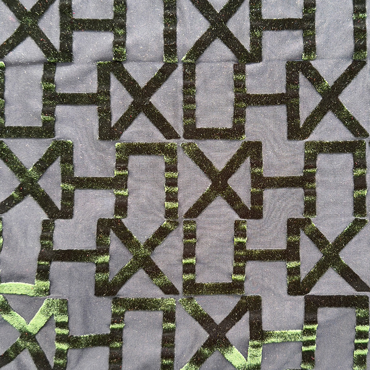 Green Patterns on Grey Background: The Geometric Fashion of Korean Burn - Out Velvet  52761